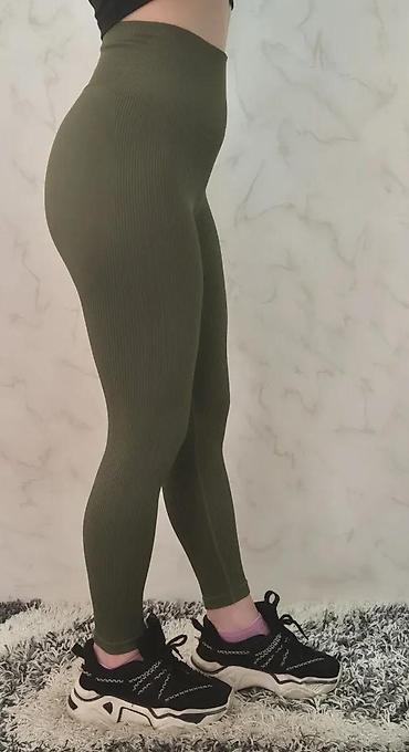 Helanke, biciklistički šortsevi: Ženske sportske helanke – maslinasto zelene - Visok struk sa širokim — 11