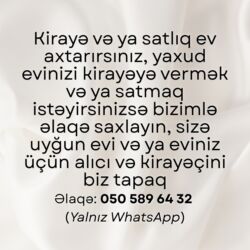 mingecevir kiraye: Əlaqə: 050 589 64 32 (Yalnız WhatsApp)