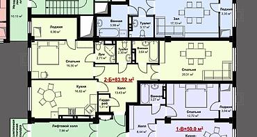 2 комнаты, 84 м², Кок-Жар мкр Элитка, 8 этаж, ПСО (под самоотделку)