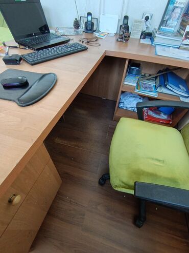 Ofis dəst mebeli: Ofis üçün L formalı iş masasının dəsti - Material: taxta/laminat — 7