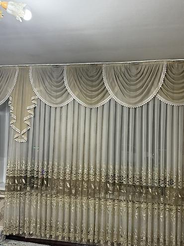 красивые шторы: Комплект штор, С ламбрекеном, Готовое изделие, Б/у, Для зала — 3