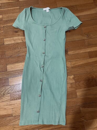 haljina pamuk: S (EU 36), bоја - Zelena, Drugi stil, Kratkih rukava