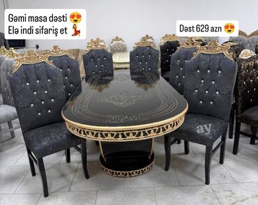 Dolablar: Qonaq otağı üçün, Açılmayan, Oval masa, 6 stul