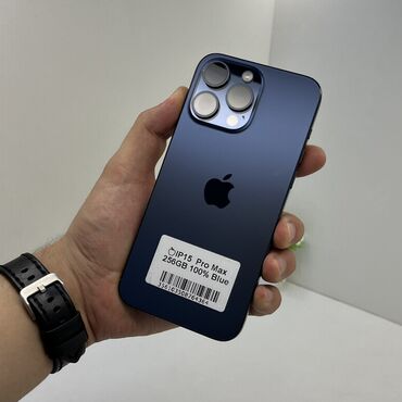 Apple Watch: IPhone 15 Pro Max, Б/у, 256 ГБ, Синий, Защитное стекло, Коробка, Чехол, 100 %