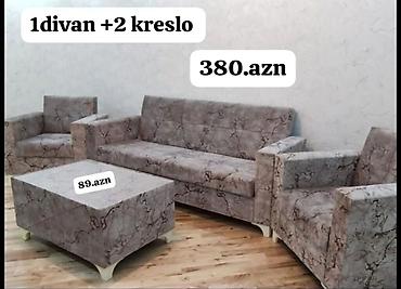 ağ divan: Mebel dəsti: 1 divan + 2 kreslo, əlavə olaraq jurnalı masa. - Üslub — 1