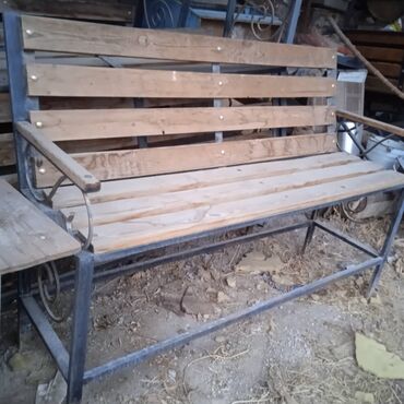 деревянные скамейки на заказ: Скамейка Металл, Со спинкой, Без крыши