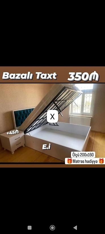 taxt tumba: Bazalı taxt – 350₼ - Ölçü: 200×160 sm - Qaldırılan mexanizmli bazalı — 1