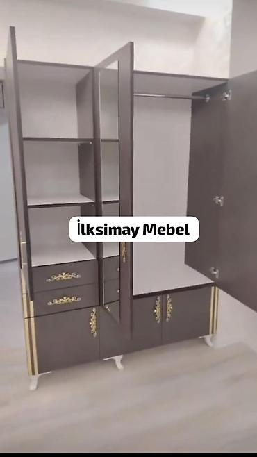 giris dolabi: Güzgülü üçqapılı paltar şkafı - Modellər: açıq krem, ağ və müxtəlif — 9