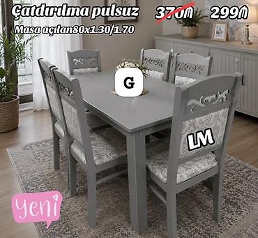 Yemək otağı üçün 6 nəfərlik masa-stul dəsti - Rəng: boz - Dəst: 1