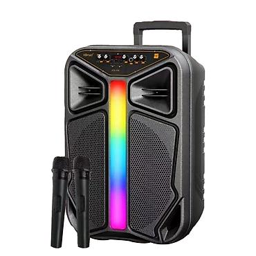 karaoke oxumaq: Daşınan karaoke akustik sistemi – LED işıqlı, təkərli və mikrofonlarla — 1