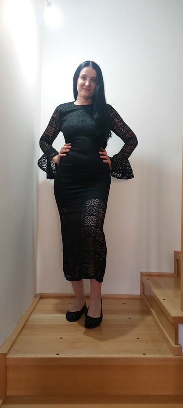 moje krpice haljine svecane: S (EU 36), color - Black, Evening, Long sleeves