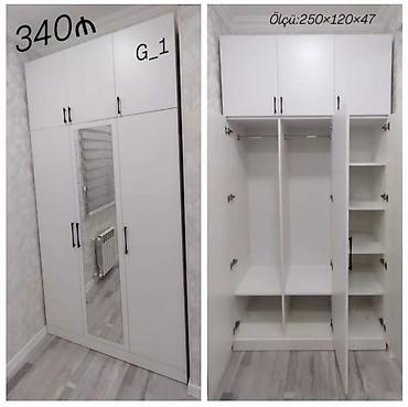 koridor ucun dolap: Ağ rəngdə çoxfunksiyalı paltar dolabı - Model: G_1 - Ölçü: 250×120×47 — 1
