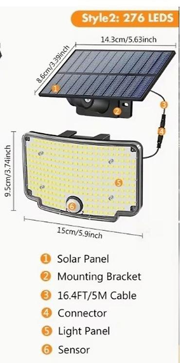 postamenti: Solarna zidna LED lampa sa odvojenim panelom 276 LED Ključne — 2