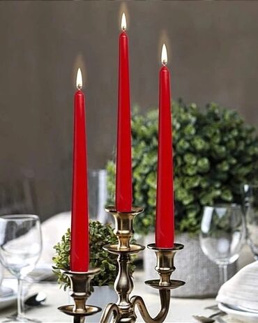 Свечи: Столовые свечи в античном стиле Цвет - красныйчерныйбелый