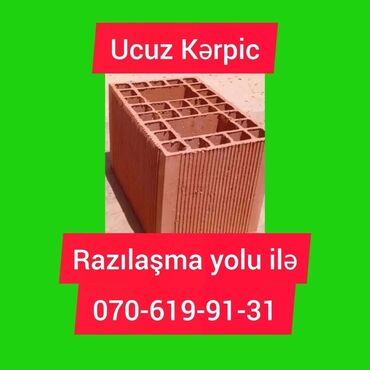 kərpic qiyməti: İçi boşluqlu Kərpiclər, 29х19х19 sm, Pulsuz çatdırılma, Kredit yoxdur