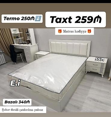 Ağ rəngli yataq otağı dəsti – müasir minimal dizayn. - Taxt: 259₼ -