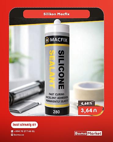 silikon tapanca kley: Silikon Macfix – peşəkar mastika - Növ: Silicone Sealant - Həcm: 280 — 1