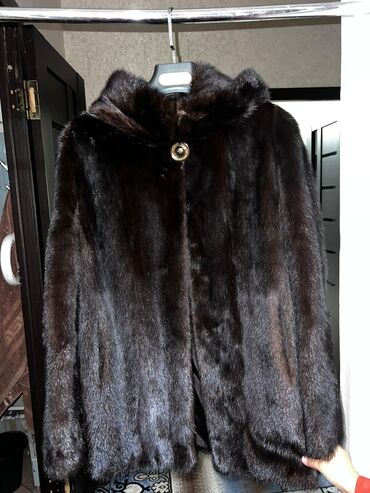 женские жакеты больших размеров: Шуба, Норка, С капюшоном, 5XL (EU 50)