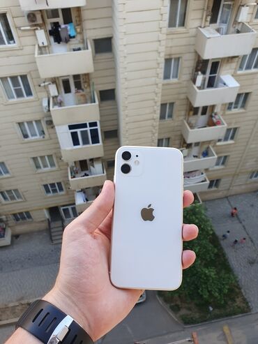 iphone 11 azerbaycanda qiymeti: IPhone 11, 64 GB, Ağ, Simsiz şarj, Face ID
