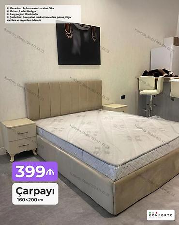 Çarpayı – 160×200 sm - Yumşaq başlıq və tam döşənmiş karkaslı model - lalafo.az -da Çarpayı – 160×200 sm - Yumşaq başlıq və tam döşənmiş karkaslı model -