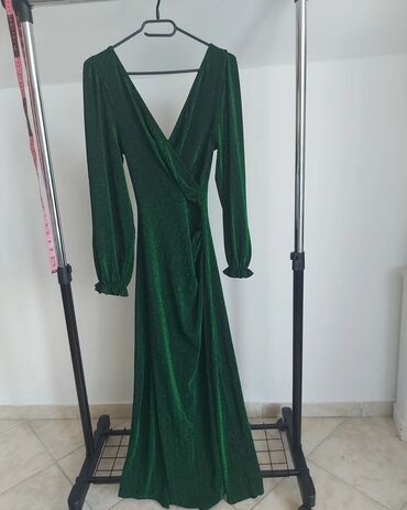 zelene haljine za punije dame: S (EU 36), color - Green, Evening, Long sleeves