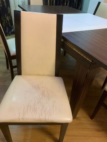 iki neferlik yazi masasi: Qonaq otağı üçün, İşlənmiş, Açılan, Dördbucaq masa, 6 stul, Azərbaycan