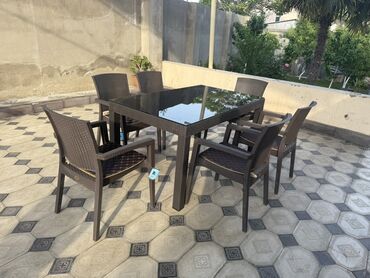 metbex stolu qiymeti: Balkon üçün, Açılmayan, Kvadrat masa, 6 stul