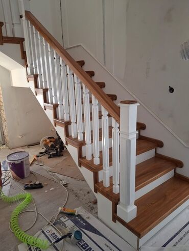 Деревянные лестницы: Деревянная лестница Для дома, Бесплатная доставка, Форма лестницы: Много-маршевая, Стиль: Классический — 3