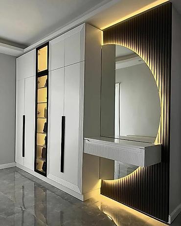 dolab: Düz dolab, Dəhliz üçün, Yataq otağı üçün, Qarderob, Açılan, Korpuslu, 6 qapı — 1