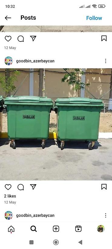 Tullantı qabları: Zibil qutusu ən böyük razmer təzədir və istənilən sayda var reng — 1