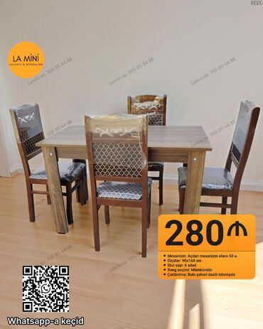 журнальный стол из двигателя: Mətbəx üçün, Açılan, Dördbucaq masa, 6 stul