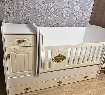qiz ucun dolab: Uşaq beşiyi – komodlu, çarpayılı, sandıqlı model - Rəng: krem/ağ — 2