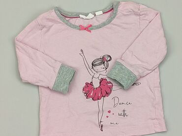 różowa bluzka z cekinami: Bluzka, 9-12 m, stan - Dobry