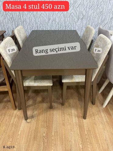 stul üzlüyü: Mətbəx üçün, Yeni, Açılmayan, Dördbucaq masa, 4 stul