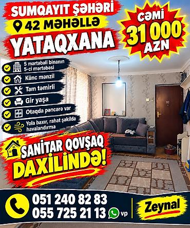 rəsulzadə qəsəbəsi ev satisi: Sumqayıt şəhəri, 42-ci məhəllə – Yataqxana Sanuzel daxilinde tam — 1