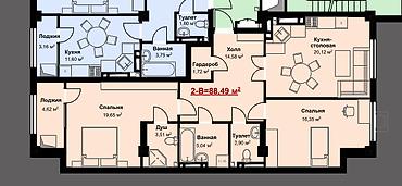 2 8: 3 комнаты, 89 м², 12 мкр Элитка, 3 этаж, ПСО (под самоотделку) — 1