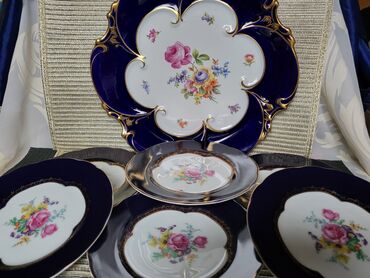 Kuhinjski setovi: Servis za torte,kolace 1945g+ Jlmenau pravi kobalt. Servis za — 1