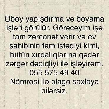 Oboy yapışdırma və boyama xidməti. - Divar kağızlarının dəqiq