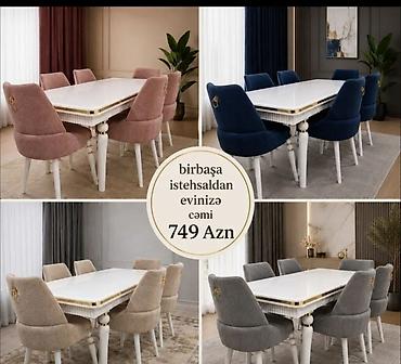 Qonaq otağı üçün, Yeni, Açılan, Dördbucaq masa, 6 stul
