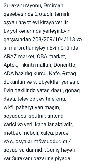 Uzunmüddətli kirayə evlər: 70 kv. m, 2 otaqlı, İnternet, Telefon, Qaz -da lalafo.az — 12 Uzunmüddətli kirayə evlər: 70 kv. m, 2 otaqlı, İnternet, Telefon, Qaz — 12