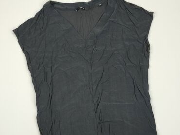 czarne t shirty w serek damskie: T-shirt, L, stan - Dobry