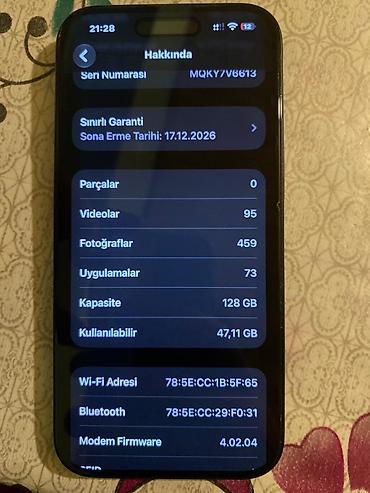 qabyuyan masin 45 sm: IPhone 15, 128 GB, Qara, Zəmanət — 4
