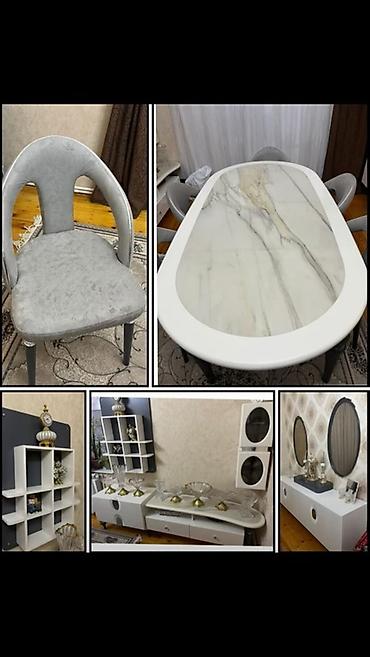 susə stollar: Qonaq otağı üçün, Yeni, Açılmayan, Oval masa, 6 stul — 1