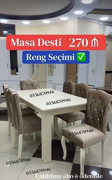 dikd: Qonaq otağı üçün, Yeni, Açılmayan, Dördbucaq masa, 6 stul — 2