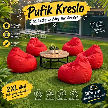 Pufiklər: Yeni, Pufik-kreslo, Parça, Kredit yoxdur, Çatdırılma yoxdur — 3