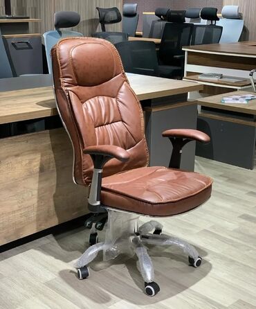Ofis və oyun kresloları: Yeni, Təkərli, Qolları tənzimlənmir, Dəri — 9