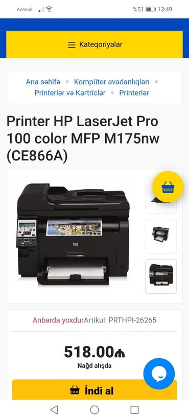 Printerlər: Printer.işlənmiş.rənglər yeni doldurulub