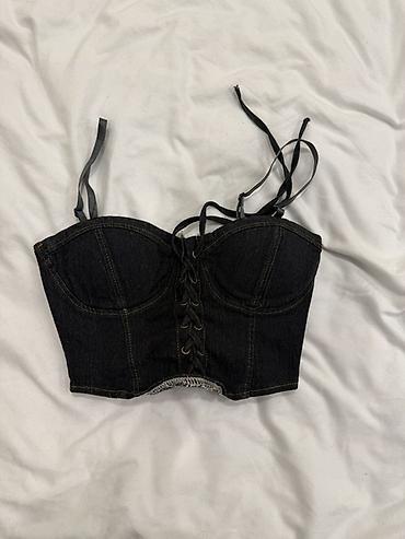 Qadınlar üçün denim korset top - Material: qalın denim (cins parça)