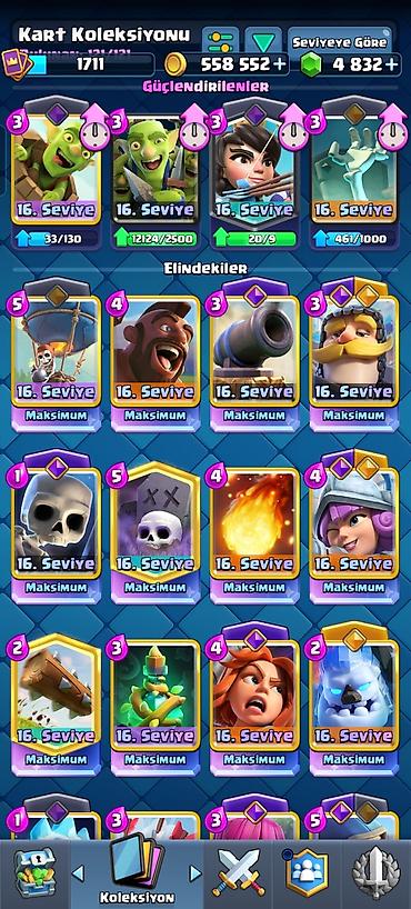 Kolleksiya kartları: Clash Royale hesabı Xüsusiyyətlər - Kral səviyyəsi/kartlar: çoxlu — 1