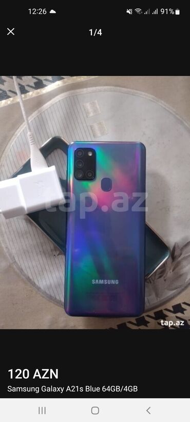 telefonlar lalafo: Samsung Galaxy A21S, 64 GB, rəng - Göy, Barmaq izi